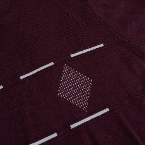 Vintage Arnold Palmer Maroon Fine Knit 30% Wool 3D Argyle  Crew Neck Sweater L - Picture 10 of 10